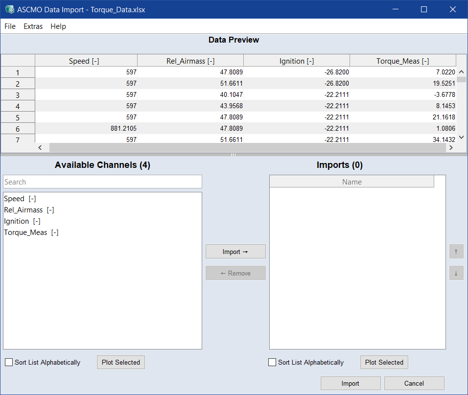 ASCMO Data Import