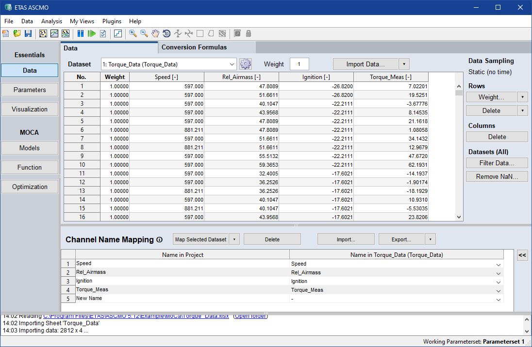 Working in the Data Step of ASCMO-MOCA