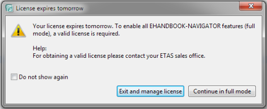 License Expires Message tomorrow