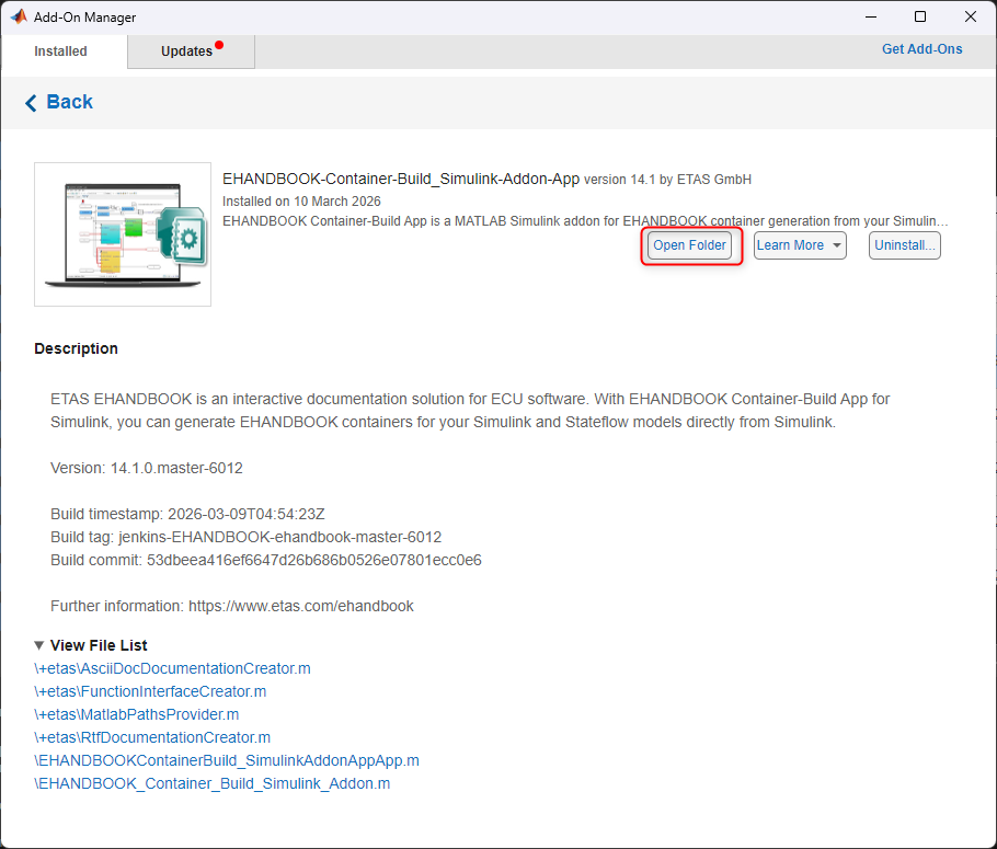 MATLAB Add-on Manager Details