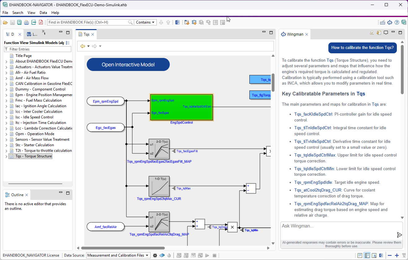 Wingman chat view in EHANDBOOK-NAVIGATOR
