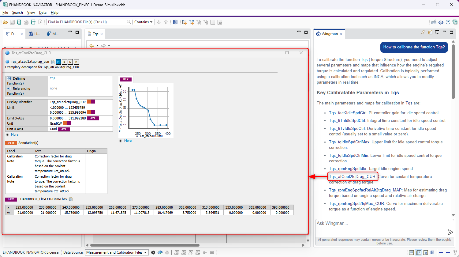 Example of a label popup in Wingman chat
